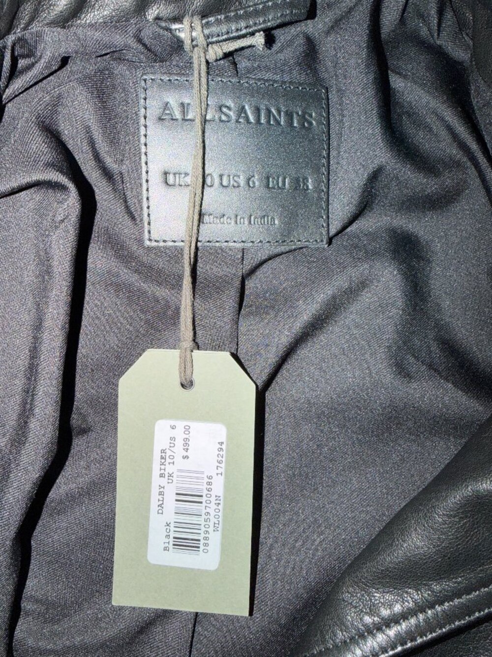 AllSaints Dalby Leather Biker Jacket Black US 6 - NWT